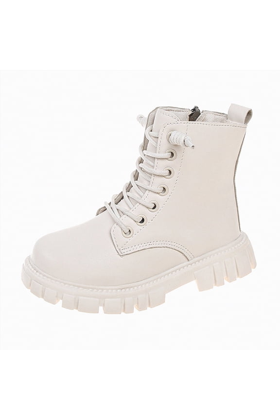 Girls Dress Boots Toddler Girls Boots Little Toddler Booties for Girls Kid Shoes Short Boots for Girls Boots Girls School Leather Shoes White,13