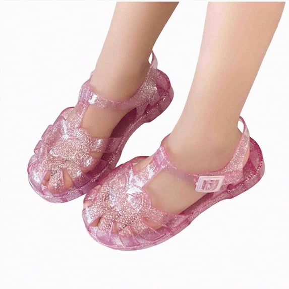 Linfrsh Girls Dress Shoes Girls Glitter Sneakers Comfy Fashion Shoes for Toddlers Easy Strap Closure(Pink,Size8.5)