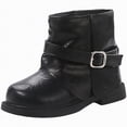 thumbnail image 1 of Linfrsh Girls Knee Boots Gilrs Combat Boots Side Zipper Ankle Booties (Toddler/Little Kid/Big Kid) Black,2, 1 of 7