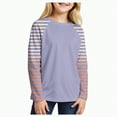 thumbnail image 1 of Linfrsh Girls Long Sleeve Shirt Boys Girl Long Sleeve Striped Crew Neckline T-Shirts Kid Tee Light Purple,18-24 Months, 1 of 5