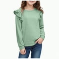 thumbnail image 1 of Linfrsh Girls Long Sleeve Shirt Girls Long Sleeve Shirts Soft Cotton Long-Sleeve T-Shirts Tagless Basic Tees for Teen Girls Youth Green,9-10 Years, 1 of 5