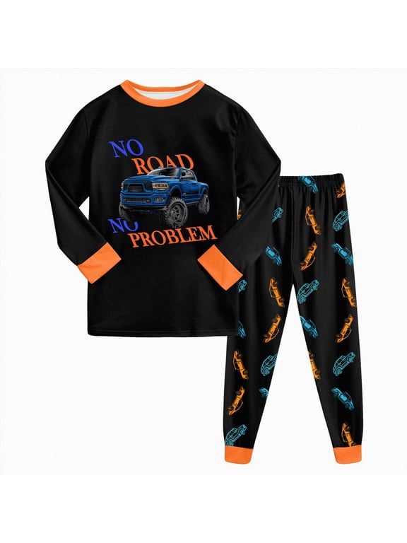 Girls Pajamas Kids 2 Piece Pjs Set Soft Cozy Long Sleeve Top and Pants Stretchy Girls' Sleepwear Size 3 Months - 7 Years (Orange,2-3 Years)