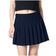thumbnail image 1 of Linfrsh Girls Pleated Skirt Casual Mini High Waist Tennis Skirt Stretchy Flared Skater Skirts for Girls(X-Navy,10-11 Years), 1 of 4