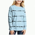 thumbnail image 1 of Linfrsh Girls Shirts Girls Casual Long Sleeve T Shirts Basic Crewneck Striped Tunic Blouses Tops Sky Blue,11-12 Years, 1 of 5
