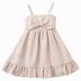 thumbnail image 1 of Linfrsh Girls Sleeveless Dress Girls Summer Dress Ruched Flowy Beach Boho Casual Teen Girl Sundress(Khaki,6-7 Years), 1 of 9