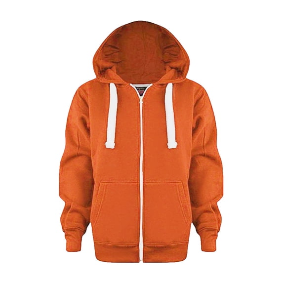 Linfrsh Girls Zip Up Hoodie Casual Sweatshirts for Girls 10-12 Long Sleeve Jacket Lightweight Sweatshirt with Pockets Orange,6-7 Years