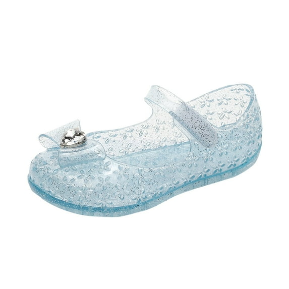 Linfrsh Glitter Jelly Sandals for Little Girls Kids Toddler Closed Toe Dance Party Wedding Shoes Summer Waterproof Casual Flat Shoe(Sky Blue,Size 10.5 Little Child)
