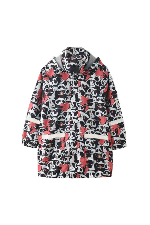 Hooded Transparent Raincoat Girl Boys Rain Coat Hooded Outdoors Clear Waterproof Kids Toddler Children's Rainwear Protective Covers Black,10-11 Years