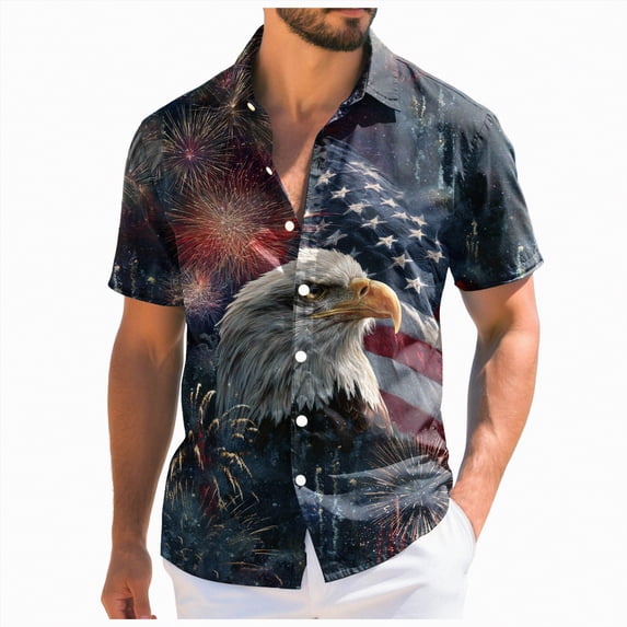 Linfrsh Independence Day Shirts for Men USA Flag T Shirt – Patriotic American Pride Tee for Men or Women, Unisex Adult(Dark Blue,6XL)