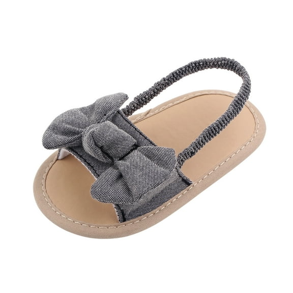 Linfrsh Infant Baby Boys Girls Sandals Summer Baby Wedding Dress Flat Shoes Newborn Crib Shoes First Walking Shoes(Grey,0-6 Months)