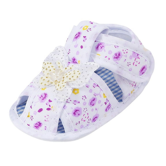 Linfrsh Baby Girls Boys Princess Flats Sandals Toddler First Walking Shoe Soft Leather Non-Slip Wedding Dress Shoes(Purple,9-12 Months)