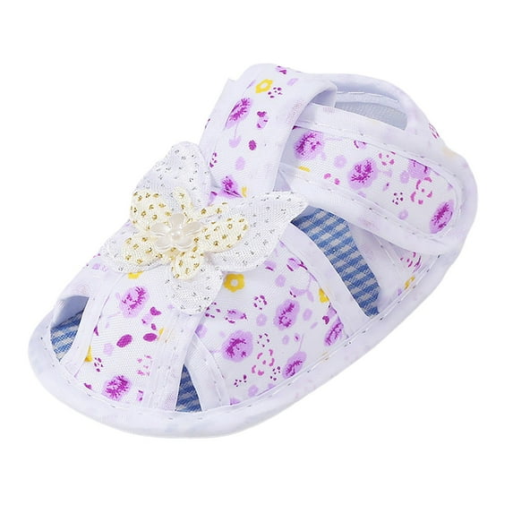 Linfrsh Baby Girls Boys Princess Flats Sandals Toddler First Walking Shoe Soft Leather Non-Slip Wedding Dress Shoes(Purple,9-12 Months)