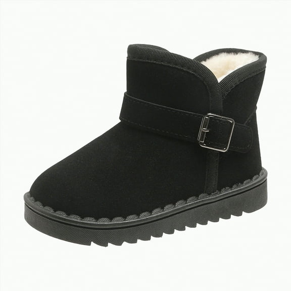 Linfrsh Infant Boots Infant Snow Boots Premium Soft Sole Anti-Slip Warm Winter Prewalker Toddler Boots Black,9