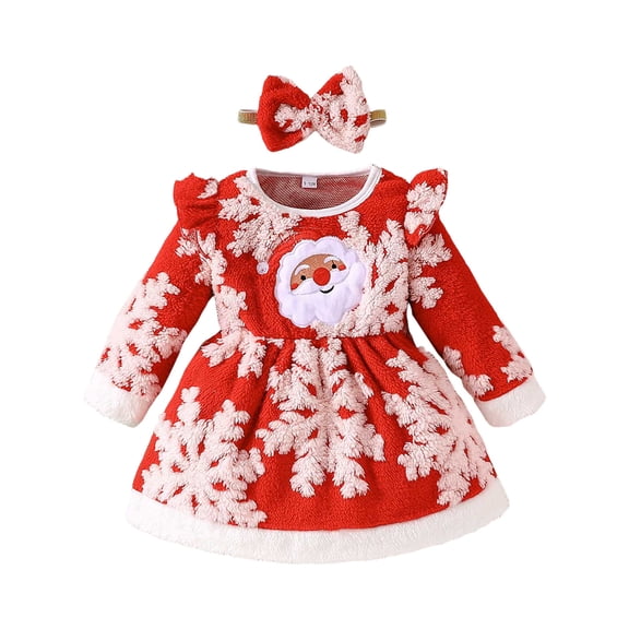 Linfrsh Infant Christmas Outfit Girl Christmas Baby Girl Outfit Romper Skirts Set Fall Winter Christmas Dress Overall Clothes Red,2-3 years