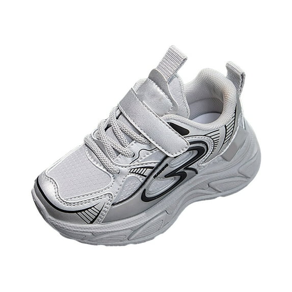 Linfrsh Kids Boys Shoes Fashion Children Girls Sports Shoes Flat Thick Bottom Shoes for Big Boys Size 8(Silver,12.5 Little Child)