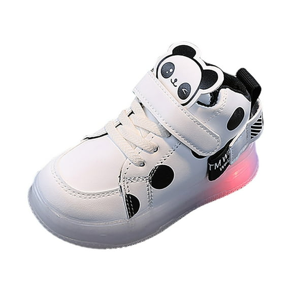 Linfrsh Kids Light Up Shoes Toddler Girls Boys Breathable LED Flashing Sneakers Lightweight Breathable Running Shoe White,10