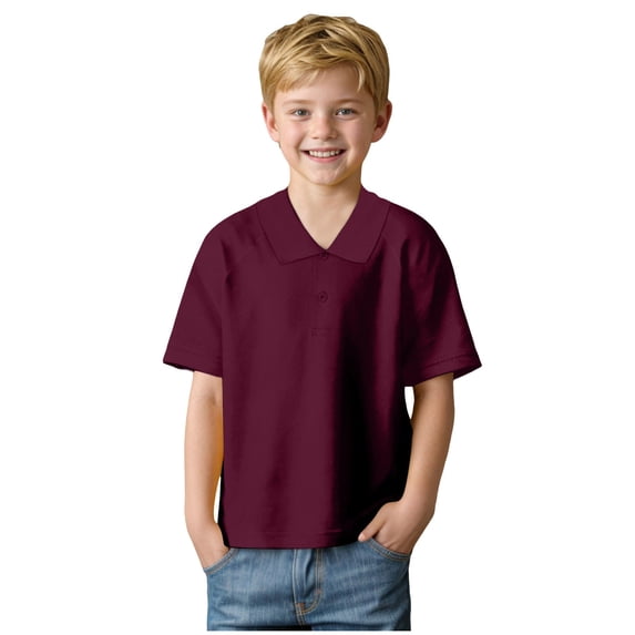 Linfrsh Kids Polo Shirts Boys' Golf Polo Shirts Short Sleeve Striped Youth Athletic Shirts Kids Quick Dry Tops(,Size 5-6 T)