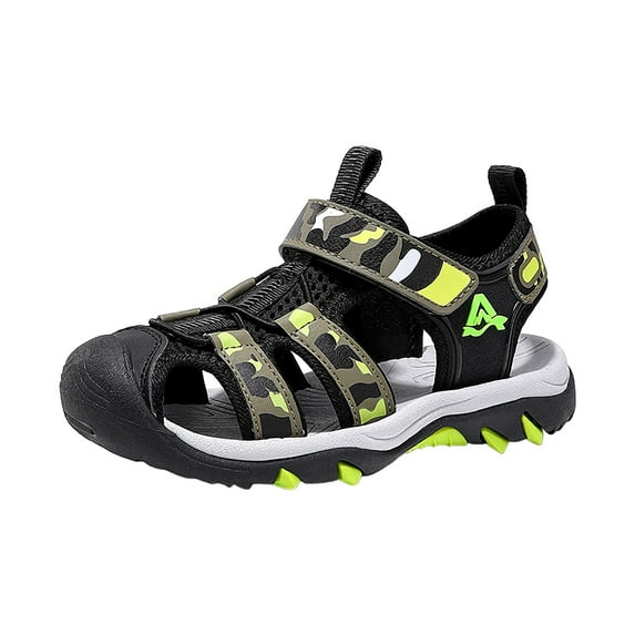 Linfrsh Kids Sandals Boys Girls Sport Sandals Trendy Breathable Lightweight Outdoor Casual Closed Toe Adjustable Straps for Toddlers & Little Kids(Green,Size 5)