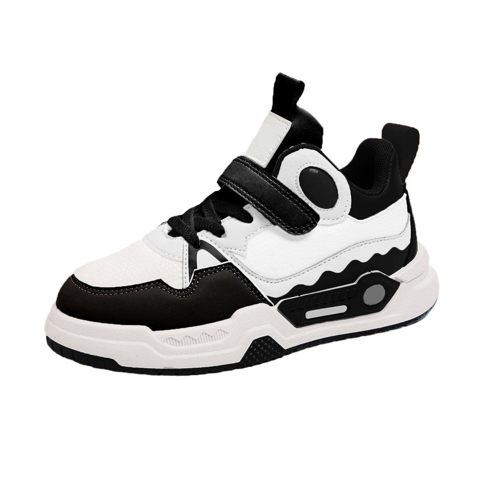 Kids Shoes Fashion All Seasons Children Sports Shoes Girls Flat Sole Thick Sole Non Slip Light Lace Up Hook Loop Walking Shoes(Black,12)