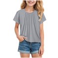 thumbnail image 1 of Linfrsh Kids Tshirts Girls Short Sleeve Tops Kids Summer T Shirts Crewneck Fashion Tees(Grey,Size 13-14 T), 1 of 4