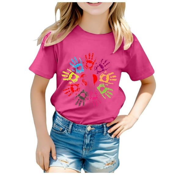 Linfrsh Kids Tshirts Girls T Shirts Cap Sleeves Casual Summer Tops Crewneck Tank Loose Fit Fashion Blouse Tee(B,Size 6-7 T)