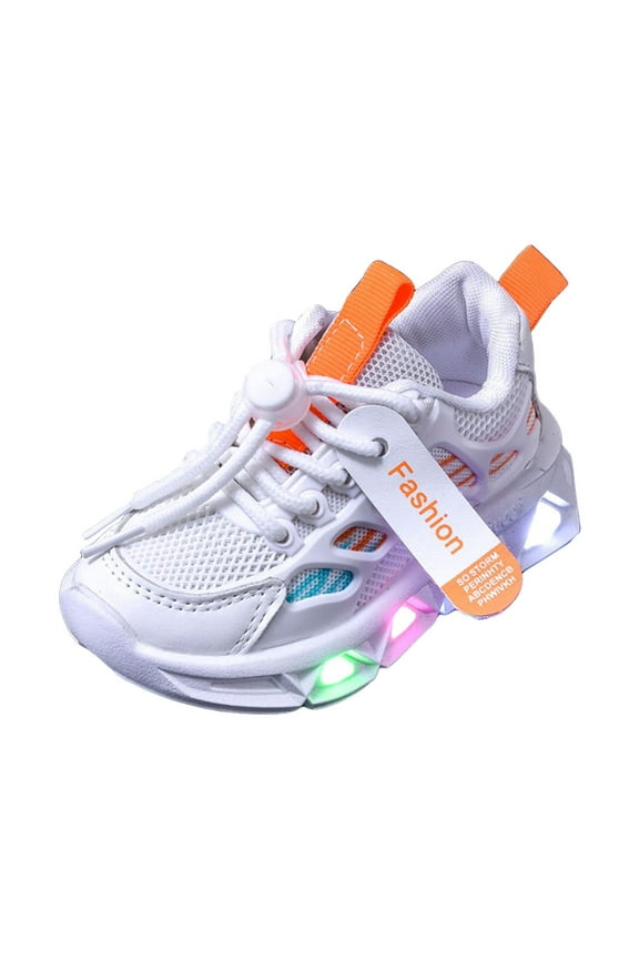 Light Up Shoes Girls Boys Light Up Shoes Toddler Lightweight Mesh Breathable Led Flashing Running Sneakers for Toddler and Little Kid White,7.5