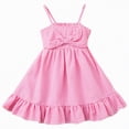 thumbnail image 1 of Linfrsh Little Girl Dress Girls' Ruched Layered Ruffle Swing Dress Tween Summer Wear(Hot Pink,2-3 Years), 1 of 9