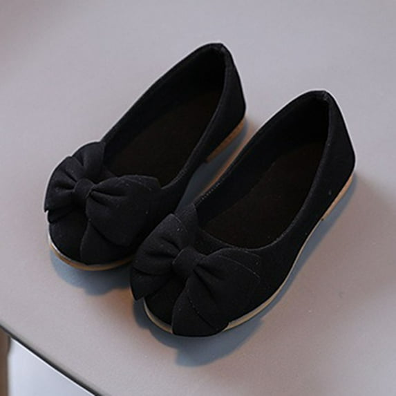 Linfrsh Little Girls Dress Shoes Kid Sandals Small Leather Fashionable Bow Princess Soft Sole Comfortable Dance Toddler Girls Sneakers Black,2