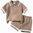 thumbnail image 1 of Linfrsh Little Girls Summer Outfits Toddler Baby Girl Clothes 12 18 24 Month 2T 3T Summer Outfit Graphic T-shirts Shorts Set(Coffee,18-24 Months), 1 of 7