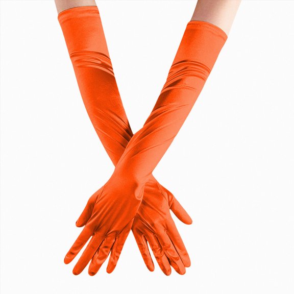 Linfrsh Long Opera Gloves for for Women 1920s Tea Party, Wedding, Cosplay, Costume Dress Orange,One Size