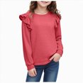 thumbnail image 1 of Linfrsh Long Sleeve Shirts for Girls Girls Long Sleeve Tees Girls' Soft T-Shirts Kids Basic Crewneck T-Shirts Top for Teen Youth Girls Red,11-12 Years, 1 of 5