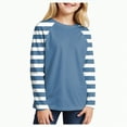thumbnail image 1 of Linfrsh Long Sleeve Shirts for Girls Boys Girl Long Sleeve Striped Crew Neckline T-Shirts Kid Tee Blue,18-24 Months, 1 of 5