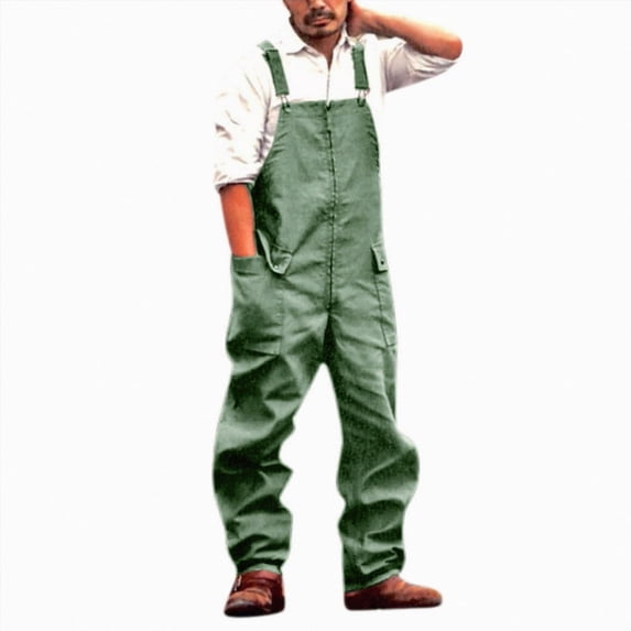 Linfrsh Men's Bib Overall Relaxed Fit Adjustable Strap Denim Work Pants with Large Pockets Durable Comfortable Jumpsuit for Men (Bronze,2XL)