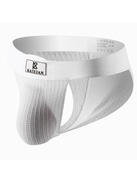 Men's Jockstrap Stretchy Nylon Mesh Pouch Performance Workout Athletic Supporters for Men (White,XL)