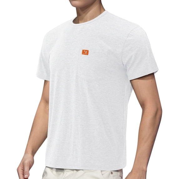 Linfrsh Men's Pocket Undershirt Pack, Cotton Crew Neck T-Shirt, Moisture Wicking Tee White,M