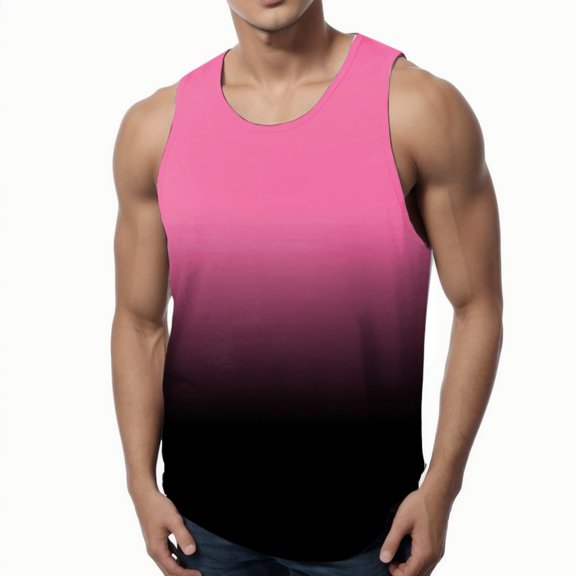 Linfrsh Men's Tank Tops Casual Loose Sleeveless Lightweight Tee Muscle Fashion Tank Tops Pink,XL
