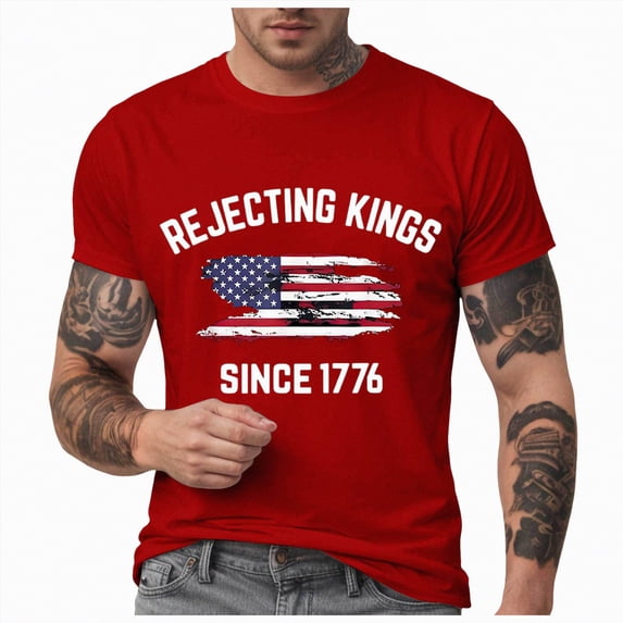 Linfrsh Mens Fourth Of July Shirt 4th Of July Tshirts Short Sleeve Patriotic July 4th Usa Flag Star Striped Printed T Shirts For Men 4th Of July Soft Summer Tee(Red,M)