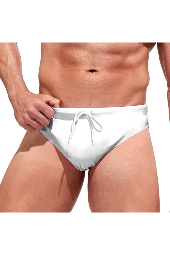 Mens Gradient Swim Briefs Stylish Comfortable Bikini Swimwear Sexy Micro Swimsuit Bathing Suit Speedo Mens Swim Brief(White,XL)