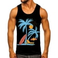 thumbnail image 1 of Linfrsh Mens Summer Beach Tank Top Tropical Print Sleeveless Muscle Basic Tee Vacation Tops Vintage Graphic T Shirt Shirts Black,XL, 1 of 5