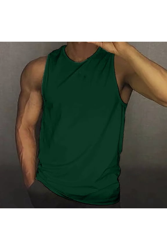 Mens Tank Tops Summer Sleeveless Loose Crewneck Casual Print Tank Top AG,M