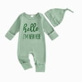 thumbnail image 1 of Linfrsh Newborn Baby Boy Clothes Little Brother Romper Jumpsuits One Piece Infant Coming Home Outfit 2Pcs Clothing Set(Light Green,0-3 Months), 1 of 6