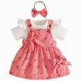 thumbnail image 1 of Linfrsh Newborn Baby Girl Clothes Dresses Outfits Gifts Romper Top Overalls Dress Suspender Skirt Sets for Infant Girls(Watermelon Red,0-3 Months), 1 of 9