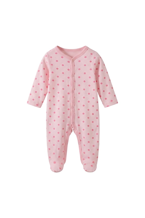 Newborn Baby Unisex Onesie 0-24 Months Cotton Ribbed Long Sleeve Clothes, Baby Boy's & Girls' Footies for Fall Winter Baby Clothes Girl (Watermelon Red,9-12 Months)