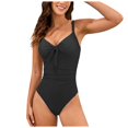 thumbnail image 1 of Linfrsh One Piece Swimsuit Women Bathing Suits Twist Front Cutout Adjustable Straps Ruched Swimwear Vacation Outfits Black,M, 1 of 7