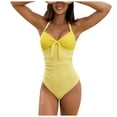 thumbnail image 1 of Linfrsh One Piece Swimsuit Womens Bathing Suit Square Neck Cutout Tummy Control with Adjustable Spaghetti Straps High Waisted Bathing Suits Yellow,M, 1 of 7
