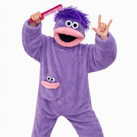 Linfrsh Onesie Pajamas Women Big Mouth Onesie,Onesies Plush Onesies Pajamas with Large Comb Dark Purple,XXL