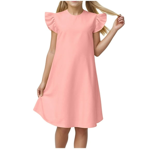 Linfrsh Pajamas for Kids Girls Pajama Sets 2pcs Button Short Sleeve Long Pants with Shorts Sleepwear Cute Fun Patterns Nightgowns for Teens(Pink,Size 5-6 T)