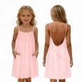 thumbnail image 1 of Linfrsh Party Dresses for Girls Girls' Spaghetti Strap A-Line Long Dress Wedding Pageant Party(Pink,5-6 Years), 1 of 7
