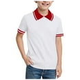 thumbnail image 1 of Linfrsh Kids Polo Shirts Toddler Teen Boys' School Uniform Tee Polo Kids Short Sleeve Golf T-Shirt Tops Summer Clothes(Red,Size 3-4 T), 1 of 4