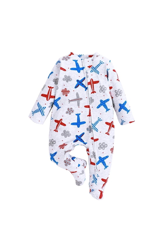 Preemie Sleepers Boys Set Infant Romper Base Layer Long Sleeve Two Zipper Crawling Suit Clothing (Blue,0-3 Months)